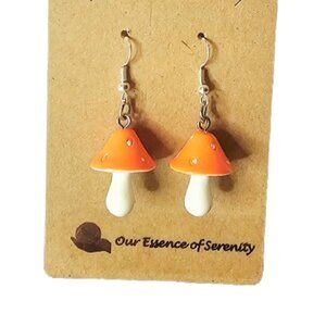 Cute Mushroom Drop Earrings-NWT-1.75 inches